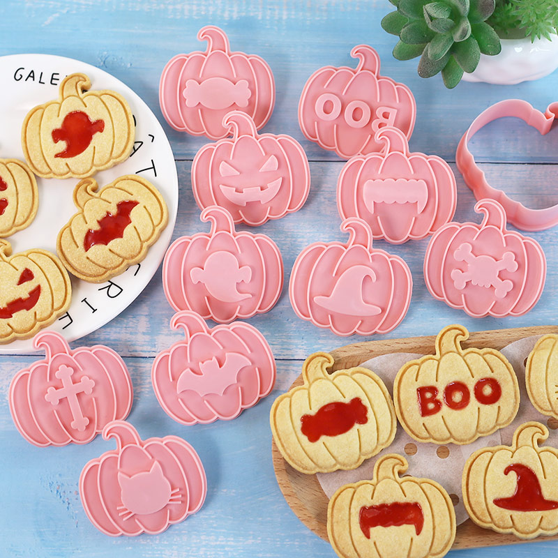 Cookie Cutter Set - ชุดแม่พิมพ์คุกกี้สอดไส้แยมฮาโลวีน 10 ชิ้น รูปฟักทองและค้างคาว เหมาะสำหรับทำขนมฮาโลวีนสุดหลอน
