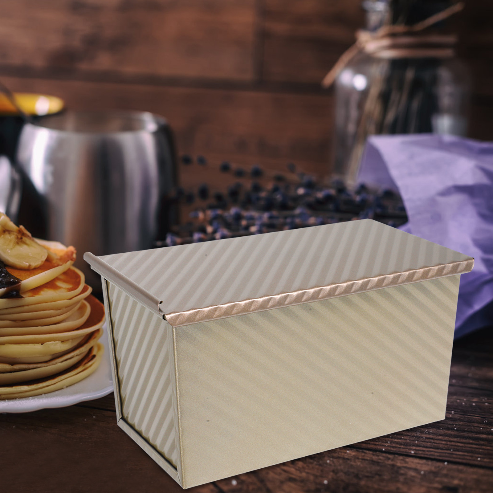 Kitchen Baking Pans - แม่พิมพ์ขนมปังลายคลื่นสี่เหลี่ยม แม่พิมพ์โลหะสำหรับอบขนมปัง ไม่ติดกระทะ อุปกรณ์อบขนมสำหรับทำขนมปังโฮมเมด งานปาร์ตี้ และครอบครัว