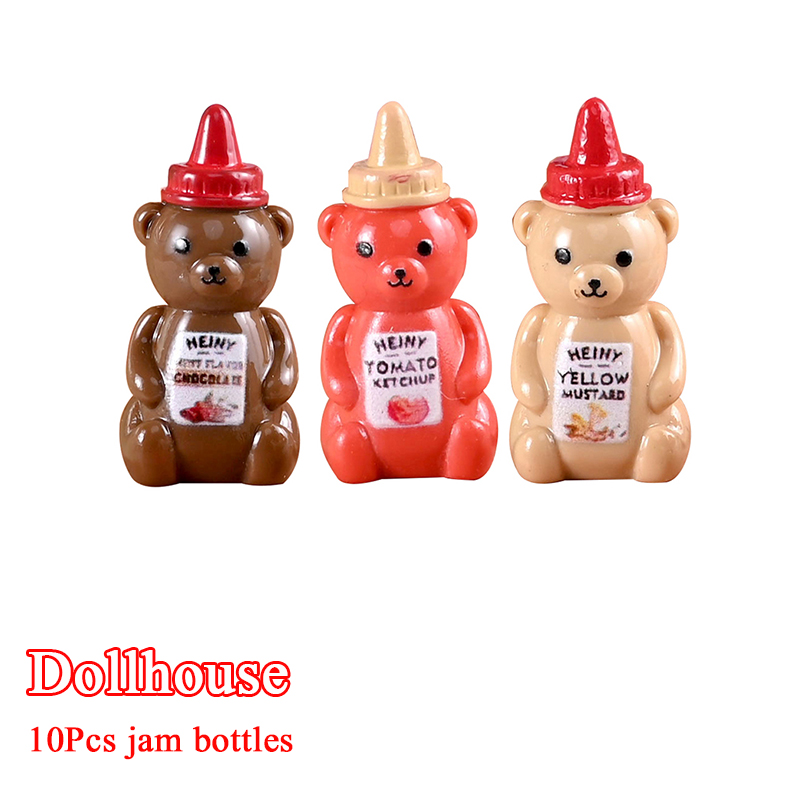 Miniature Baking Kitchen - ขวดแยมหมีน้อยจำลอง 10 ชิ้น ขนาด 1/12 สำหรับตกแต่งบ้านตุ๊กตา