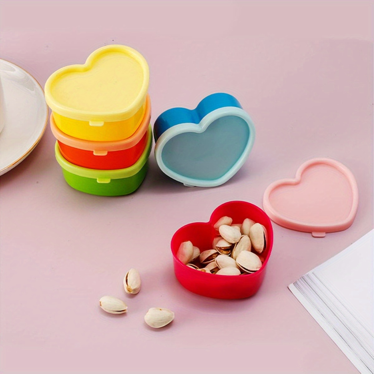 Miniature Baking Kitchen - กล่องใส่อาหารขนาดเล็ก 5 ชิ้น พร้อมฝาปิด กล่องเก็บเครื่องปรุงแบบนำกลับมาใช้ใหม่ได้ กล่องใส่น้ำสลัด