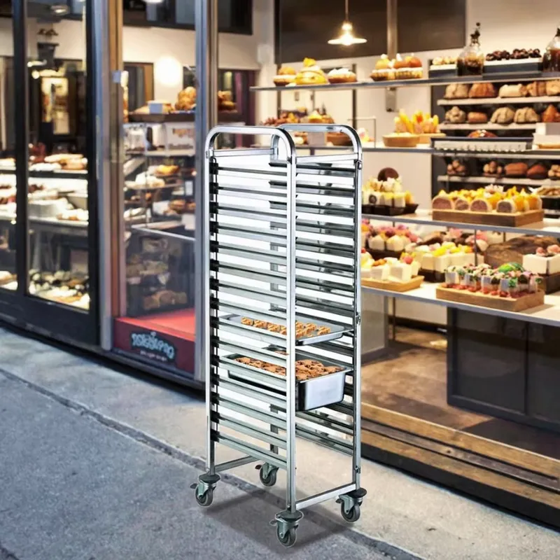 Kitchen Baking Cart - รถเข็นถาดอบอาหารสแตนเลสแบบ 4 ล้อ ทนทานพิเศษ สำหรับขนมอบ ถาดทำความเย็น