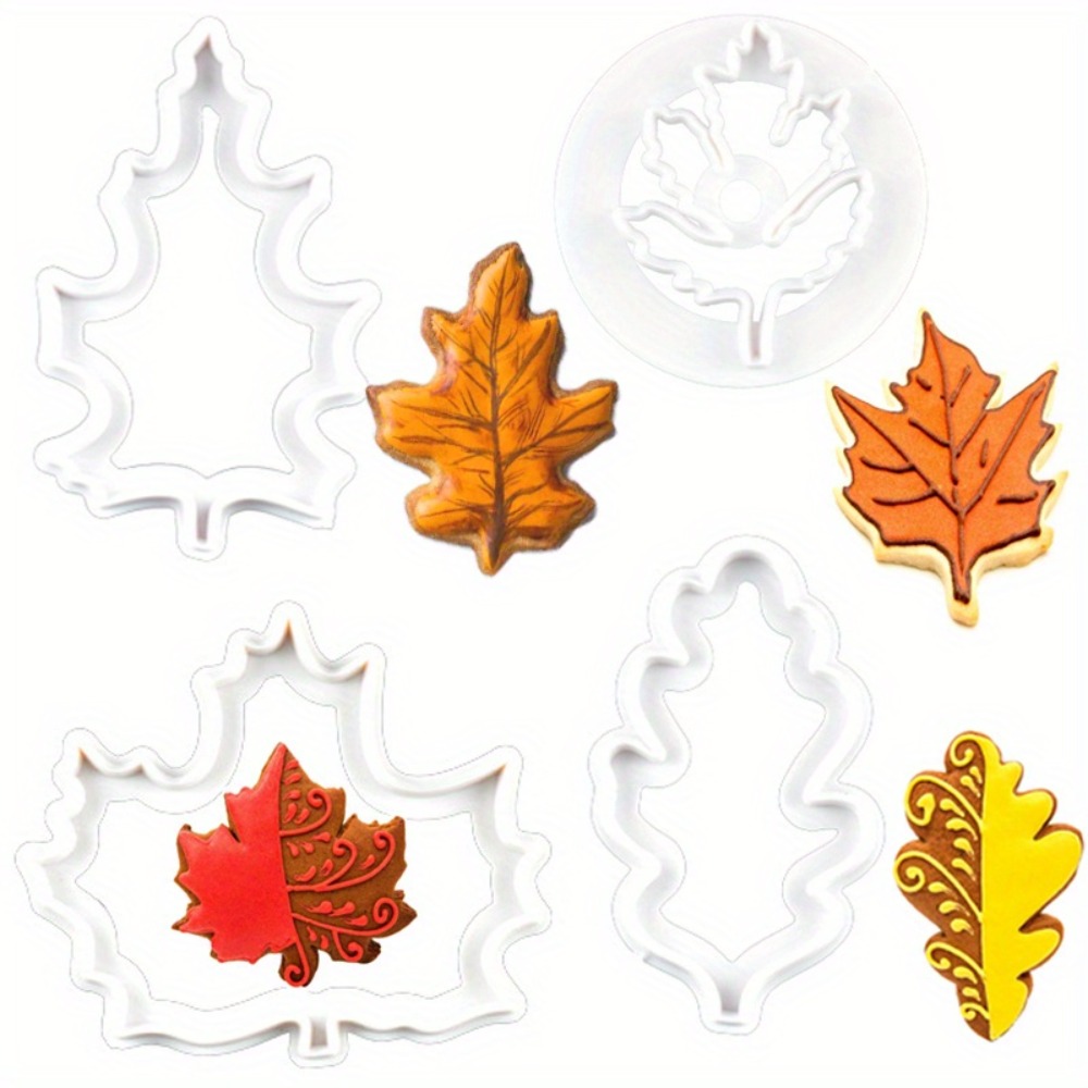 Cookie Cutter Set - ชุดตัวตัดคุกกี้รูปใบไม้ 4 ชิ้น รูปทรงใบเมเปิ้ล โอ๊ค และใบฮอลลี่
