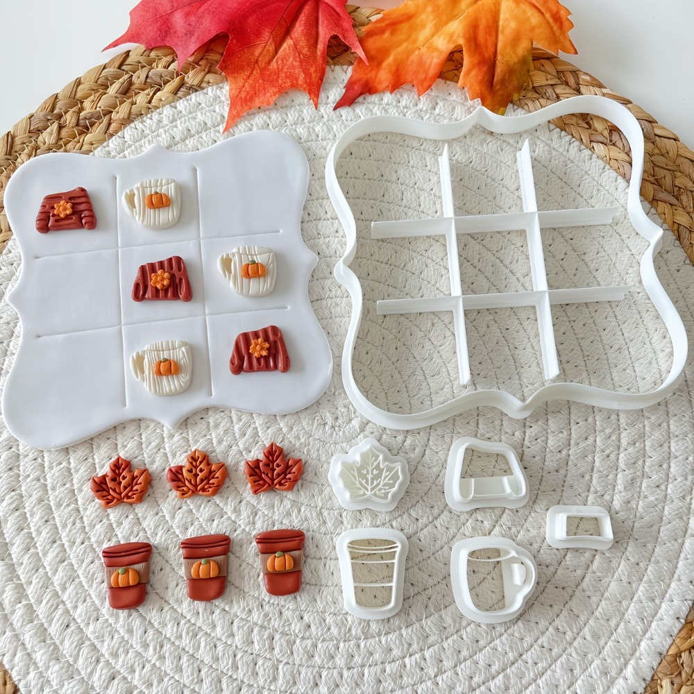 Cookie Cutter Set - ชุดตัวตัดคุกกี้รูปทรงติ๊กตักโท 7 ชิ้น สำหรับฤดูใบไม้ร่วง พร้อมแม่พิมพ์คุกกี้ขนาดเล็ก ลายเสื้อสเวตเตอร์