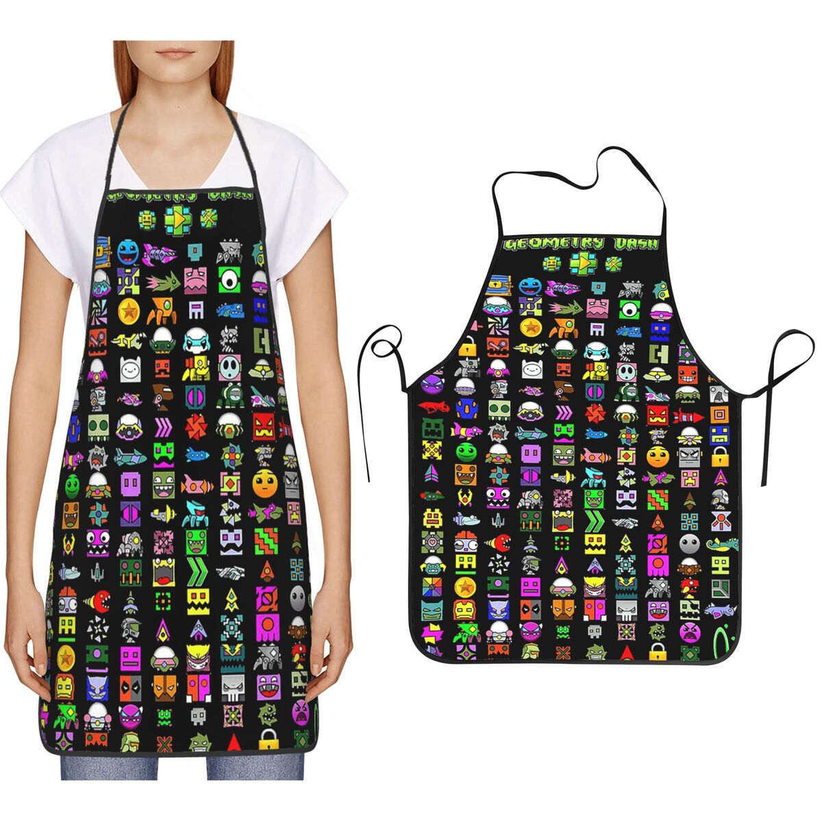 Kitchen Baking Game - ผ้ากันเปื้อนลายตัวละครเกม Geometry Dash สำหรับทำอาหาร อบขนม ทำความสะอาดครัว