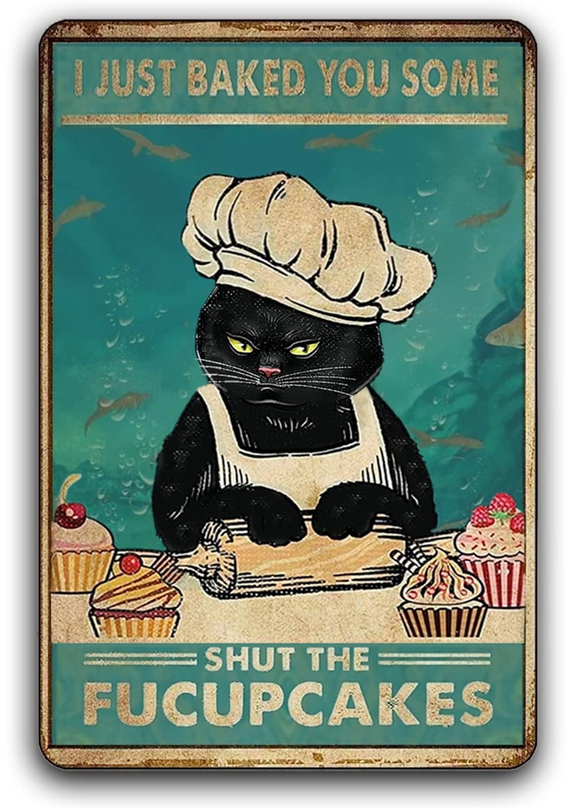 ป้ายโลหะลายแมวตลก Fmcmly สไตล์ - Kitchen Baking Wall Art บทวิจารณ์และราคา