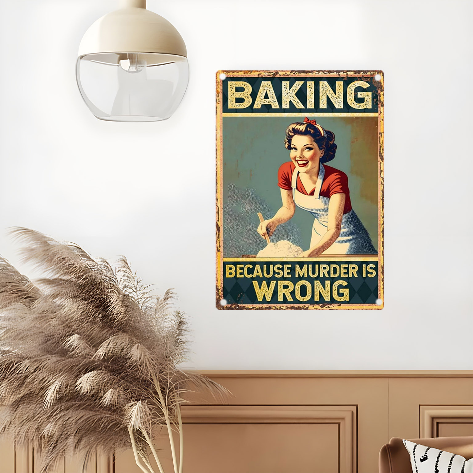ป้ายโลหะตกแต่งผนังลายคำคมอบขนม - Kitchen Baking Wall Art บทวิจารณ์และราคา