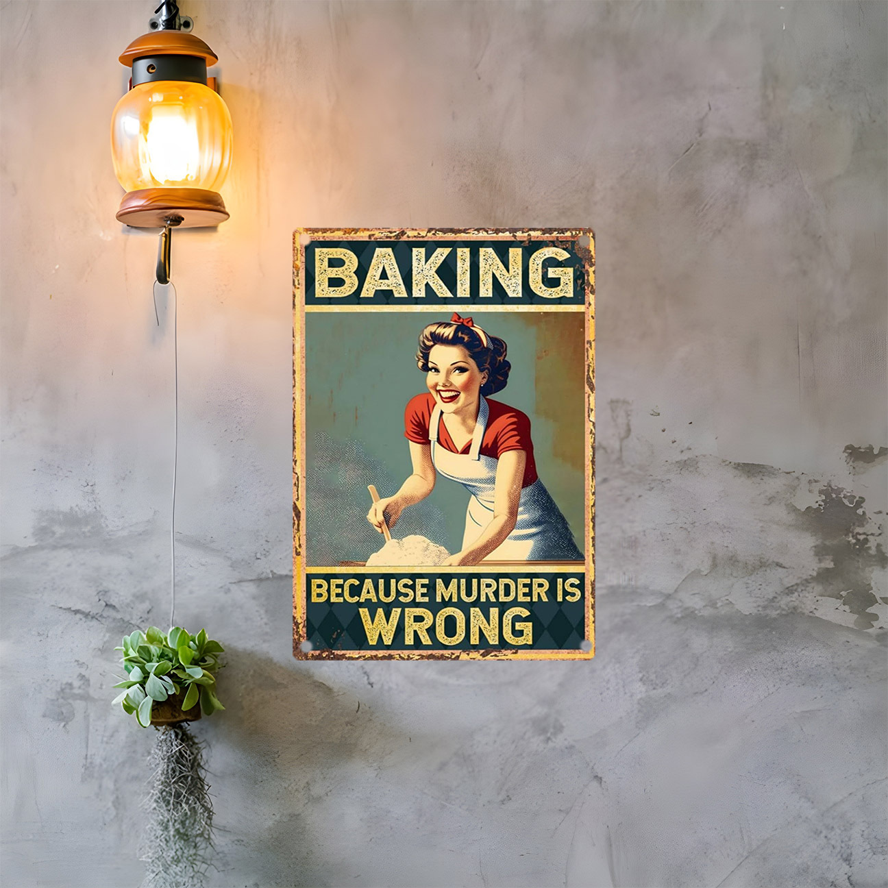 ป้ายโลหะตกแต่งผนังลายคำคมอบขนม - Kitchen Baking Wall Art บทวิจารณ์และราคา